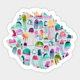 Jellyfishes Orange Pink Sticker